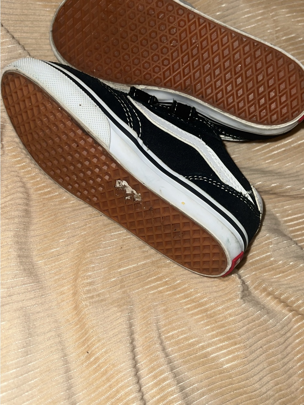 Vans Kids Black and White Velcro Skate Sneakers - Picture 3 of 3